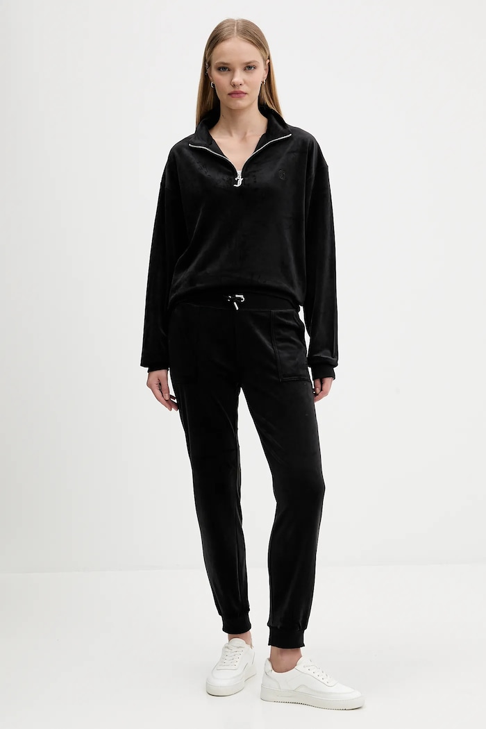 Juicy Couture bluză din velur JCBAS224810 negru AW25