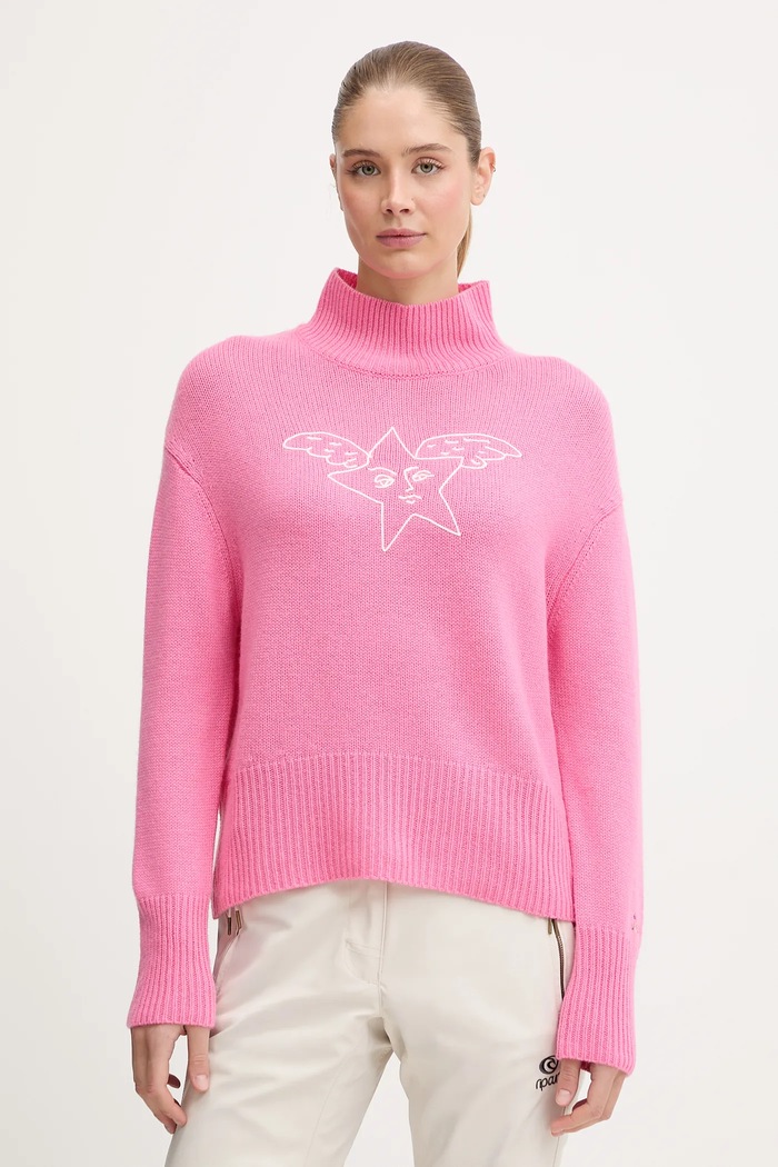 Rossignol sweter z domieszką kaszmiru JCC okrągły różowy RLOWO04