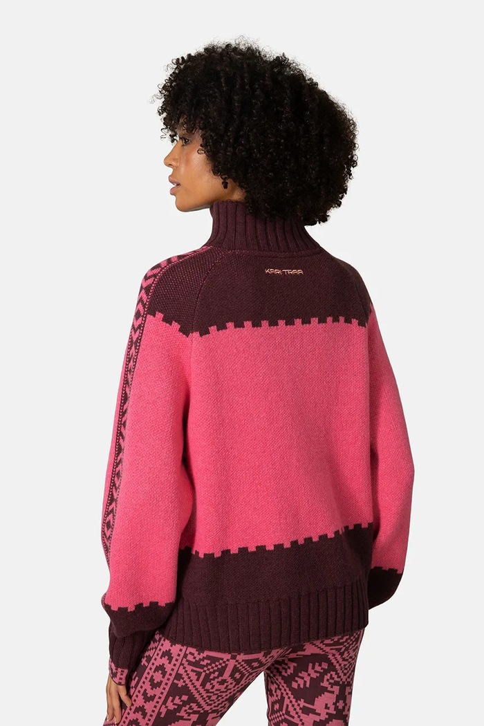 Kari Traa Sweter damski z dodatkiem wełny SAGA 623841 bordowy AW25