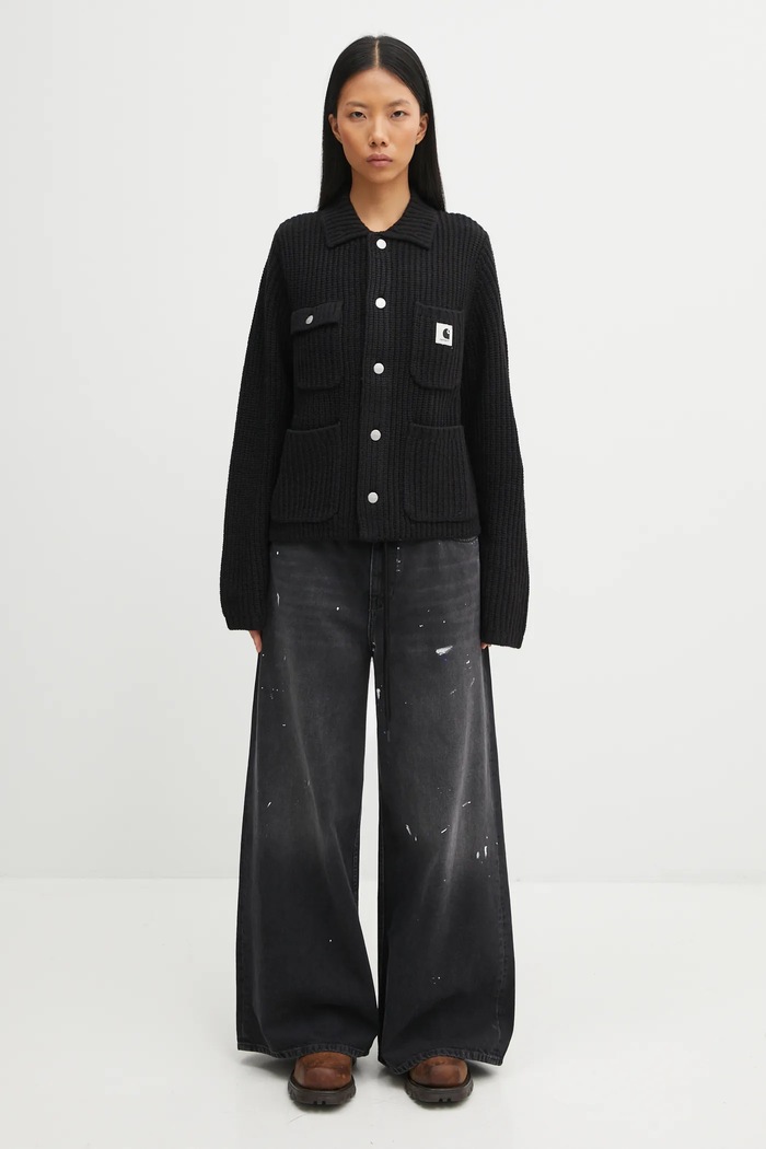 Kardigan s příměsí vlny Carhartt WIP W' Michigan Sweater I035379.89XX černá