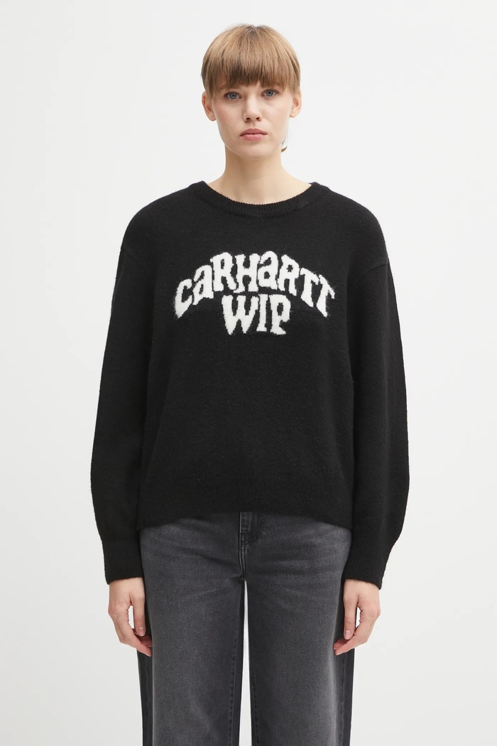 Sveter s prímesou vlny Carhartt WIP W' Guide Club Sweater okrúhly čierna I035386.K02XX