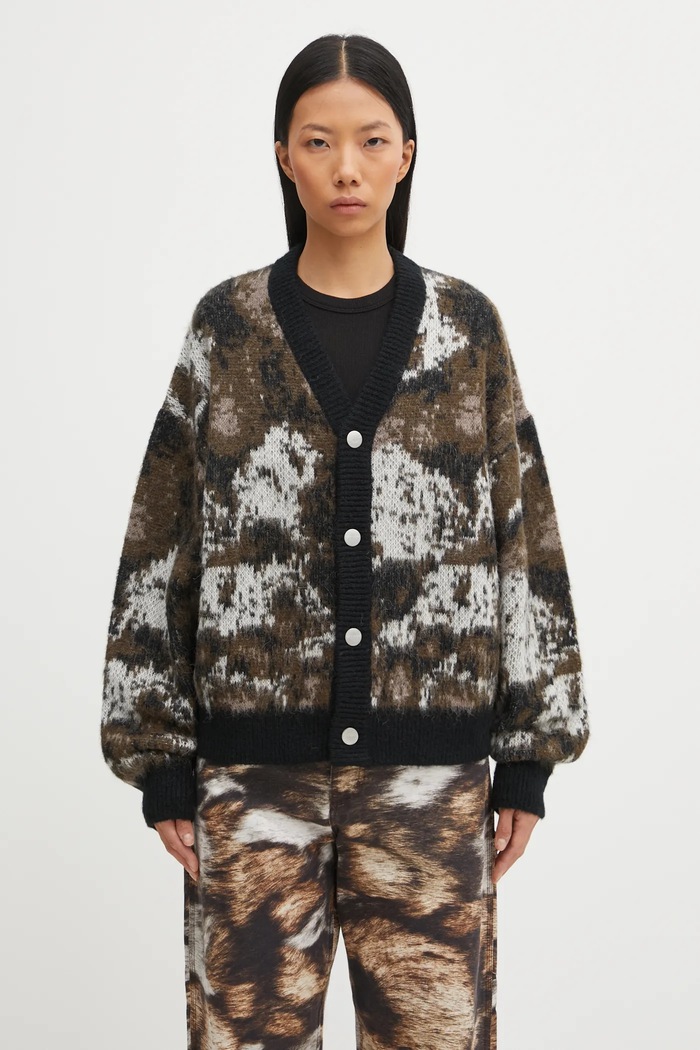 Carhartt WIP kardigan z dodatkiem wełny W' Merlin Cardigan średniej grubości multicolor I035417.38XXX