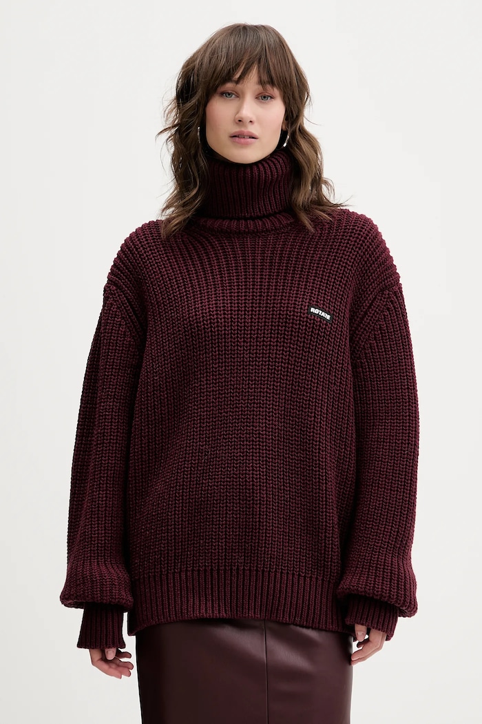 Rotate maglione con lana scollo a colletto alto granata 1147342734