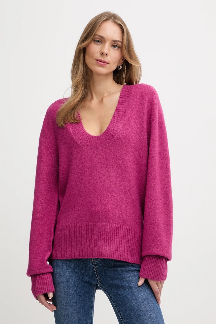 Πουλόβερ United Colors of Benetton λεπτό μωβ 11CZD10FD