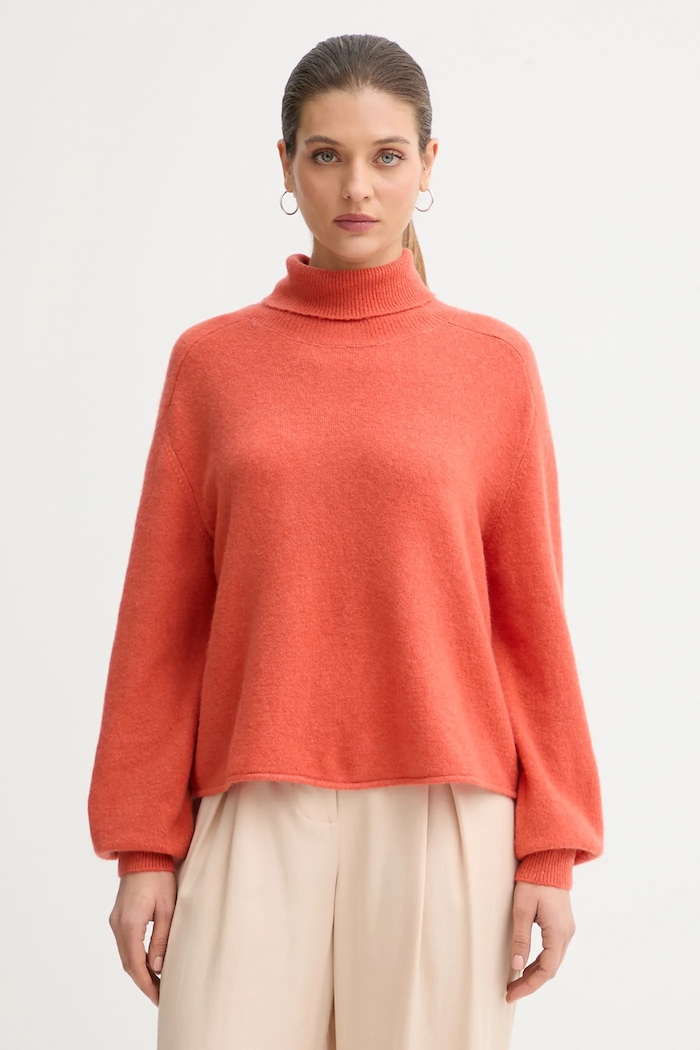 United Colors of Benetton sweter golf pomarańczowy 11CZD204F