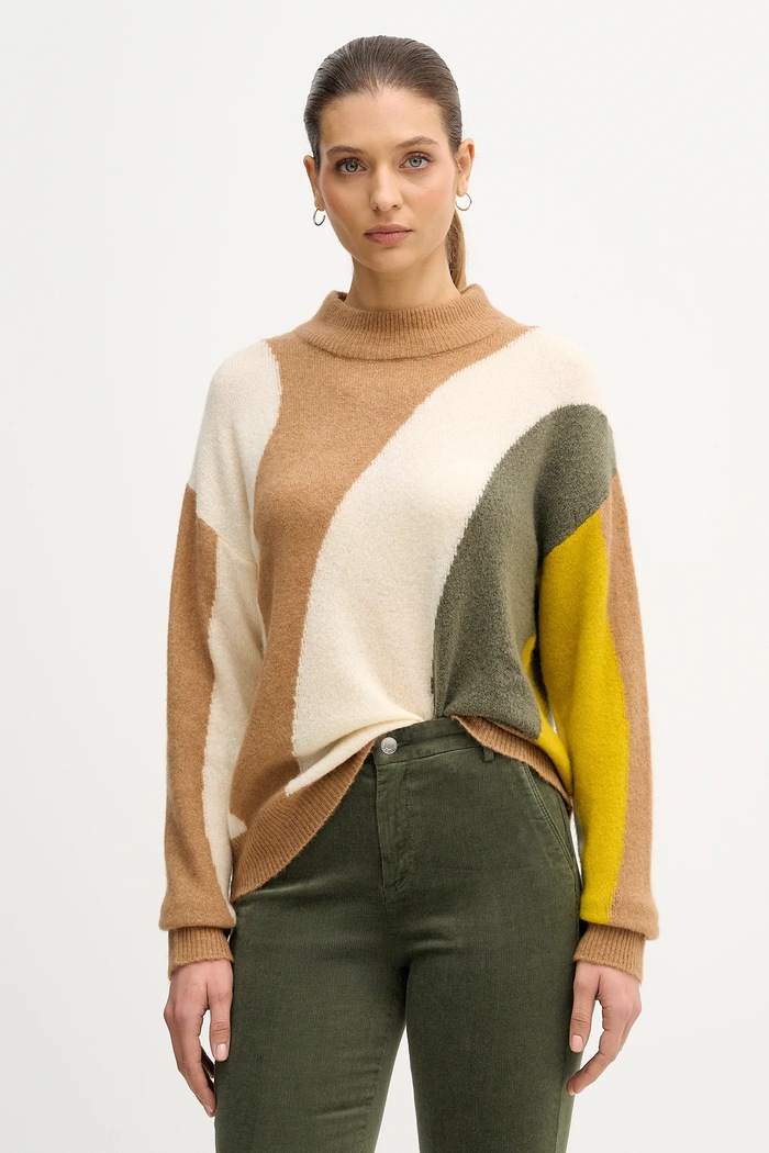 United Colors of Benetton pulóver gyapjúkeverékből mintás bézs 11CZE10ER