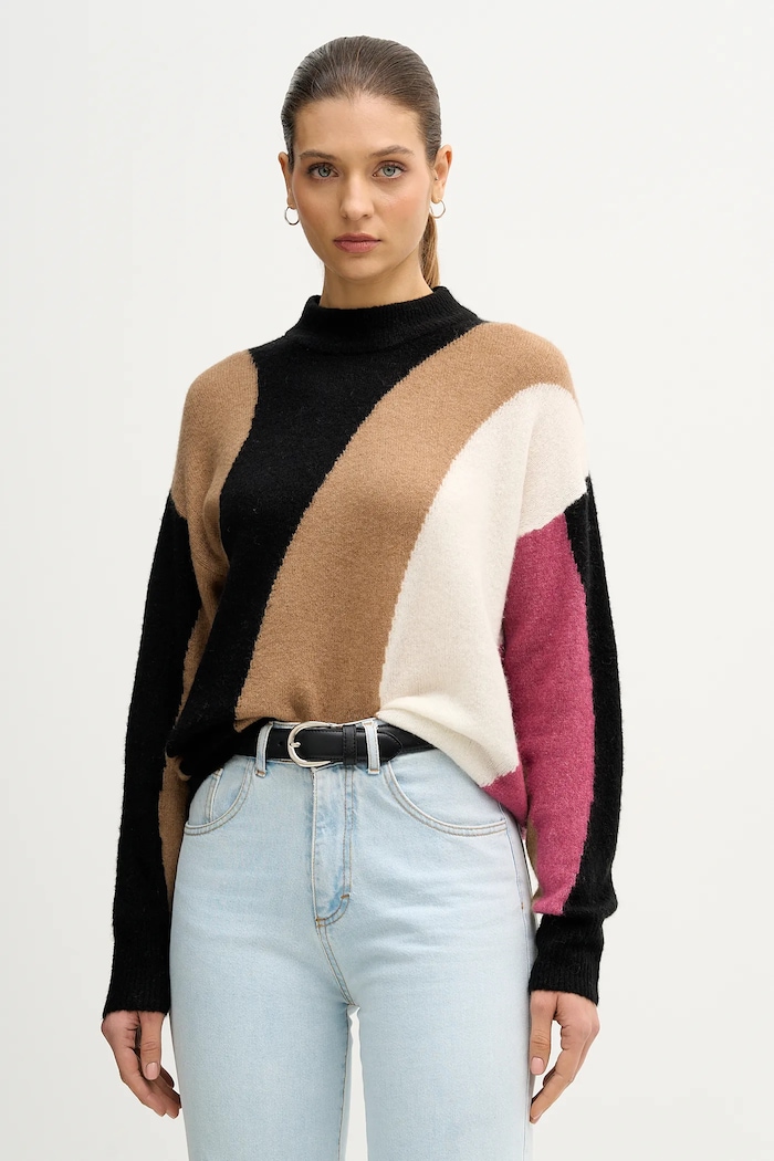 United Colors of Benetton pulóver gyapjúkeverékből mintás fekete 11CZE10ER