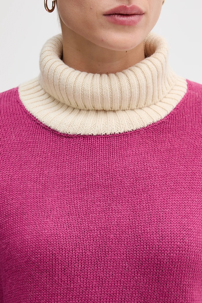 United Colors of Benetton sweter z dodatkiem wełny 16YCE204I różowy