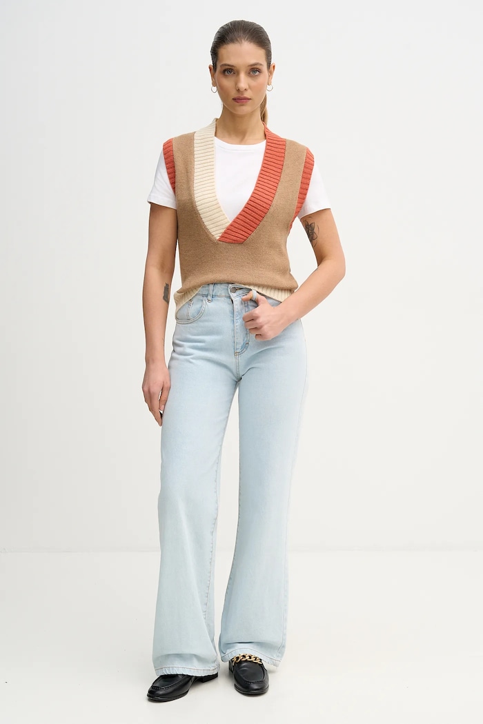 United Colors of Benetton mellény gyapjúkeverék 16YCE403M bézs AW25