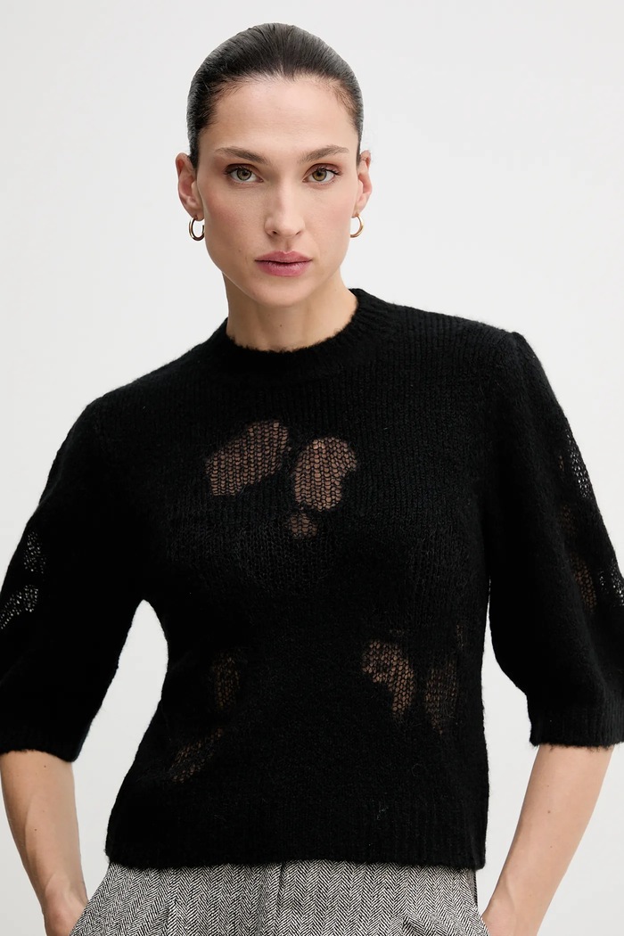 United Colors of Benetton sweter z dodatkiem wełny czarny 18L4E10EV