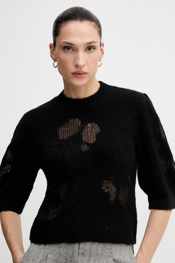 United Colors of Benetton sweter z dodatkiem wełny czarny 18L4E10EV