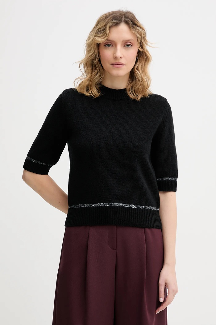 United Colors of Benetton pulóver gyapjúkeverékből sima fekete 1KRBD2047