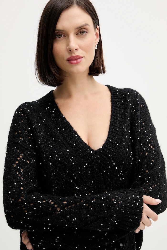 United Colors of Benetton sweter z domieszką wełny czarny 1LPRD403G
