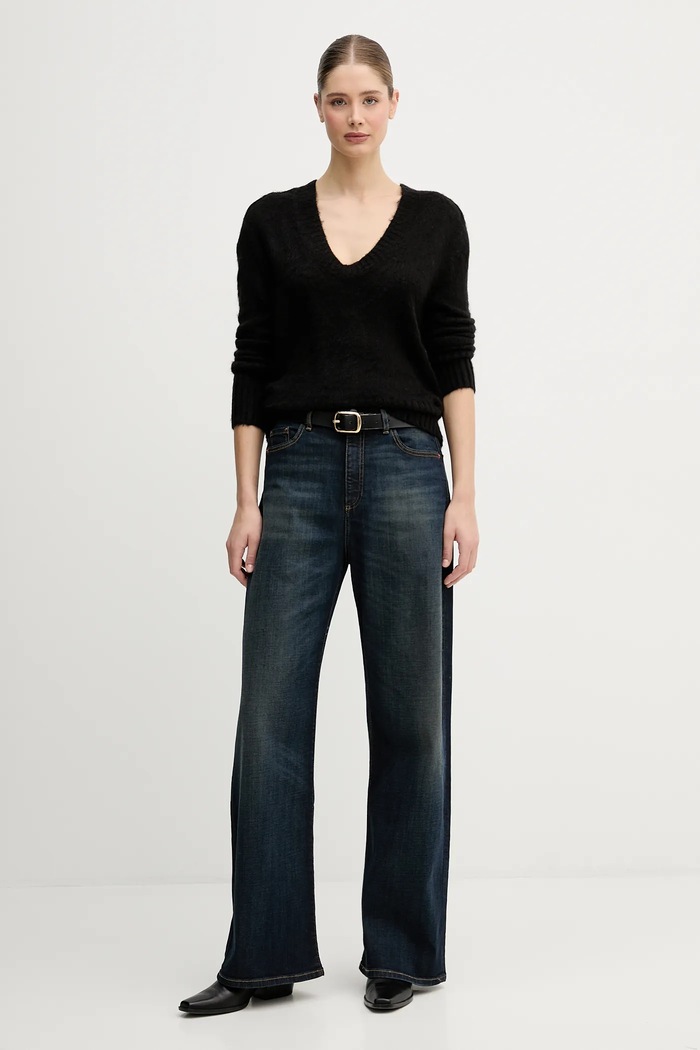 Πουλόβερ με προσθήκη μοχέρ United Colors of Benetton 1VAAD10EX μαύρο AW25