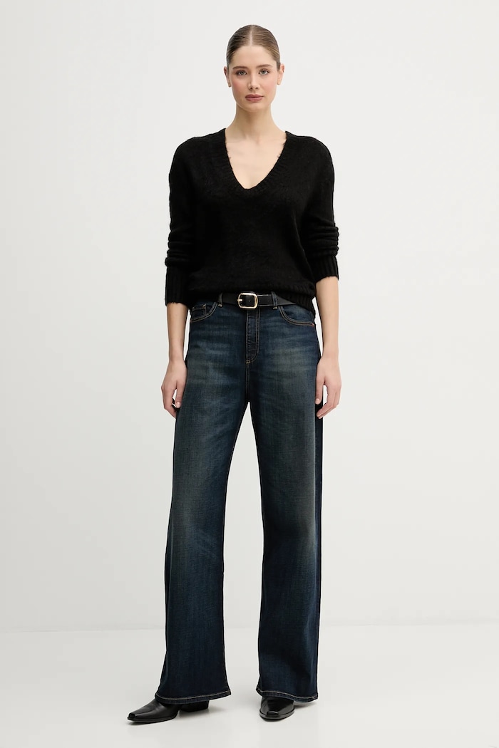 Πουλόβερ με προσθήκη μοχέρ United Colors of Benetton 1VAAD10EX μαύρο AW25