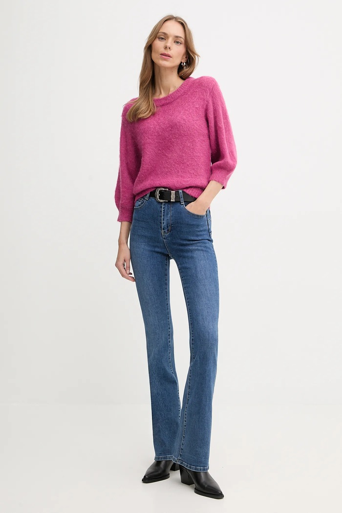United Colors of Benetton sweter z dodatkiem moheru 1VAAD10F4 różowy AW25