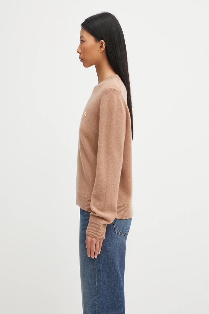 Maison Kitsuné woolen jumper Baby Fox Lambswool Regular PW00817KT1006 brown AW25