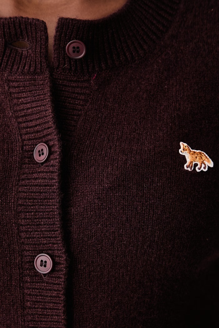 Maison Kitsuné Baby Fox Lambswool Fitted kardigan wełniany damski PW00506KT1006