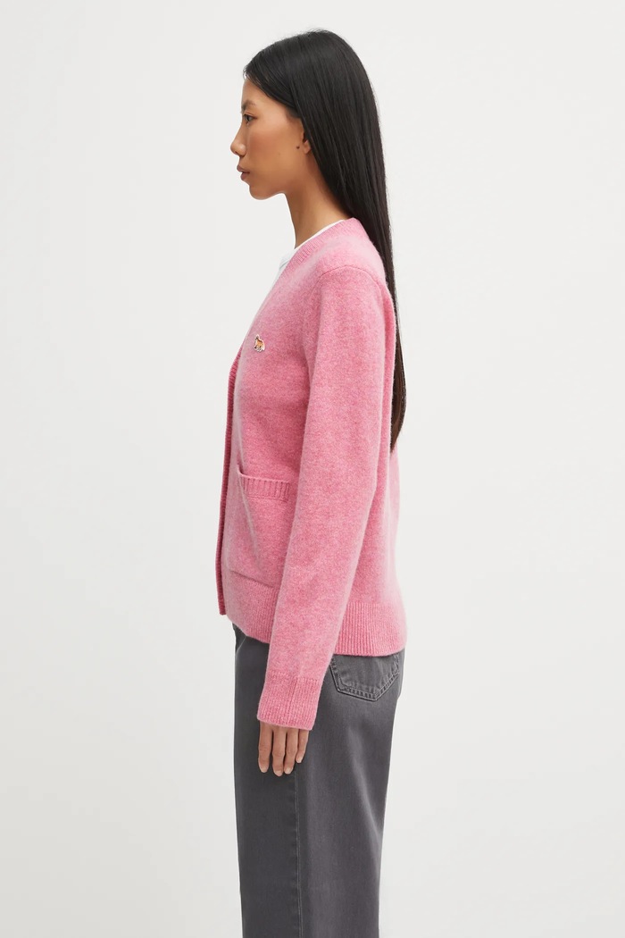 Maison Kitsuné Шерстяной кардиган Maison Kitsuné Baby Fox Lambswool Boxy PW00501KT1006 розовый AW25