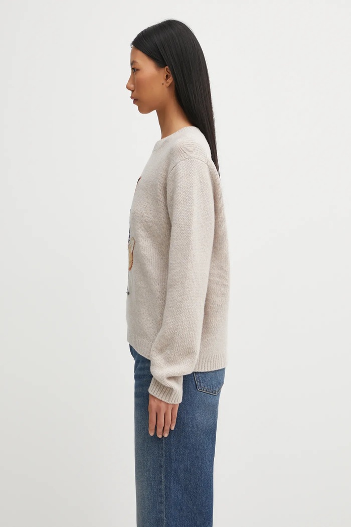 Maison Kitsuné Свитер с примесью шерсти Maison Kitsuné Dressed Fox Intarsia Wool PW00812KH0002 бежевый AW25
