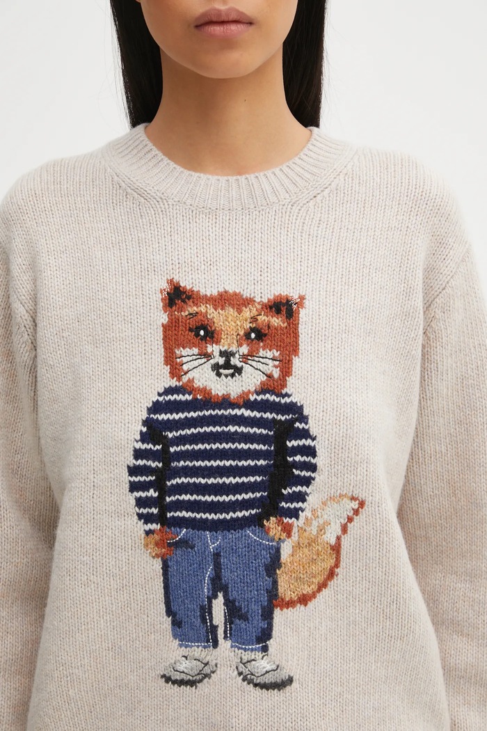 Свитер с примесью шерсти Maison Kitsuné Dressed Fox Intarsia Wool Maison Kitsuné PW00812KH0002 бежевый