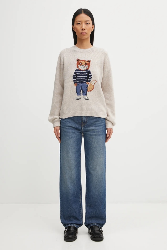 Свитер с примесью шерсти Maison Kitsuné Dressed Fox Intarsia Wool Maison Kitsuné бежевый PW00812KH0002