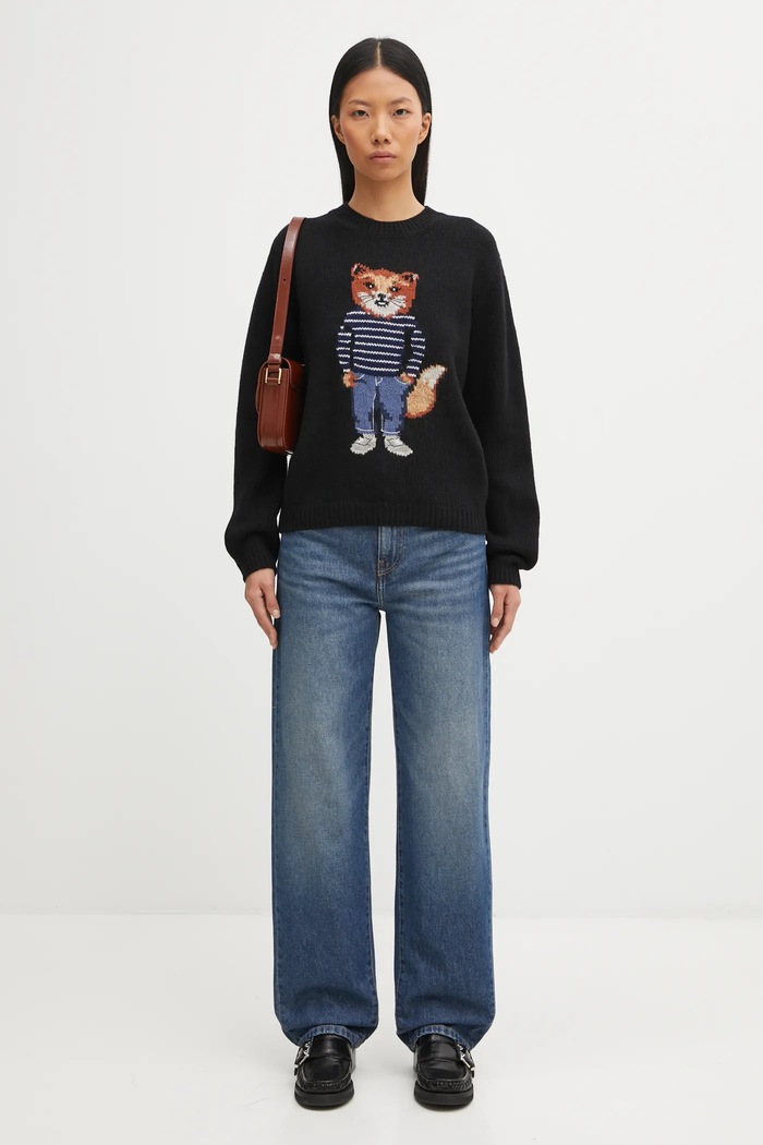 Свитер с примесью шерсти Maison Kitsuné Dressed Fox Intarsia Wool Maison Kitsuné чёрный PW00812KH0002