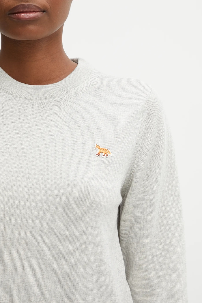 Maison Kitsuné woolen jumper Baby Fox Merino Regular gray PW00801KT1181