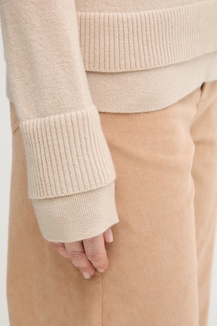 Sisley sweter z dodatkiem wełny 122WL202B beżowy