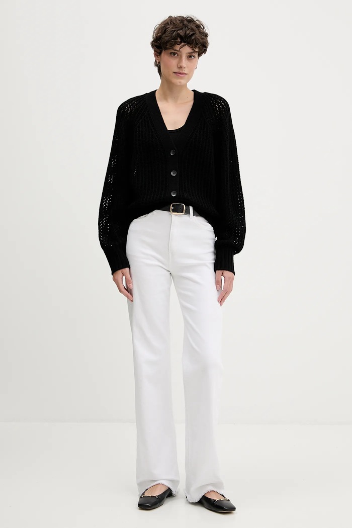 Sisley Kardigan z dodatkiem wełny 1WBZL602U czarny AW25