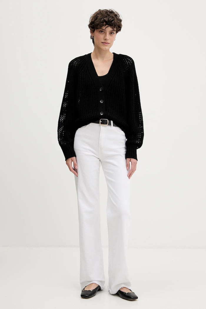 Sisley Kardigan z dodatkiem wełny 1WBZL602U czarny AW25