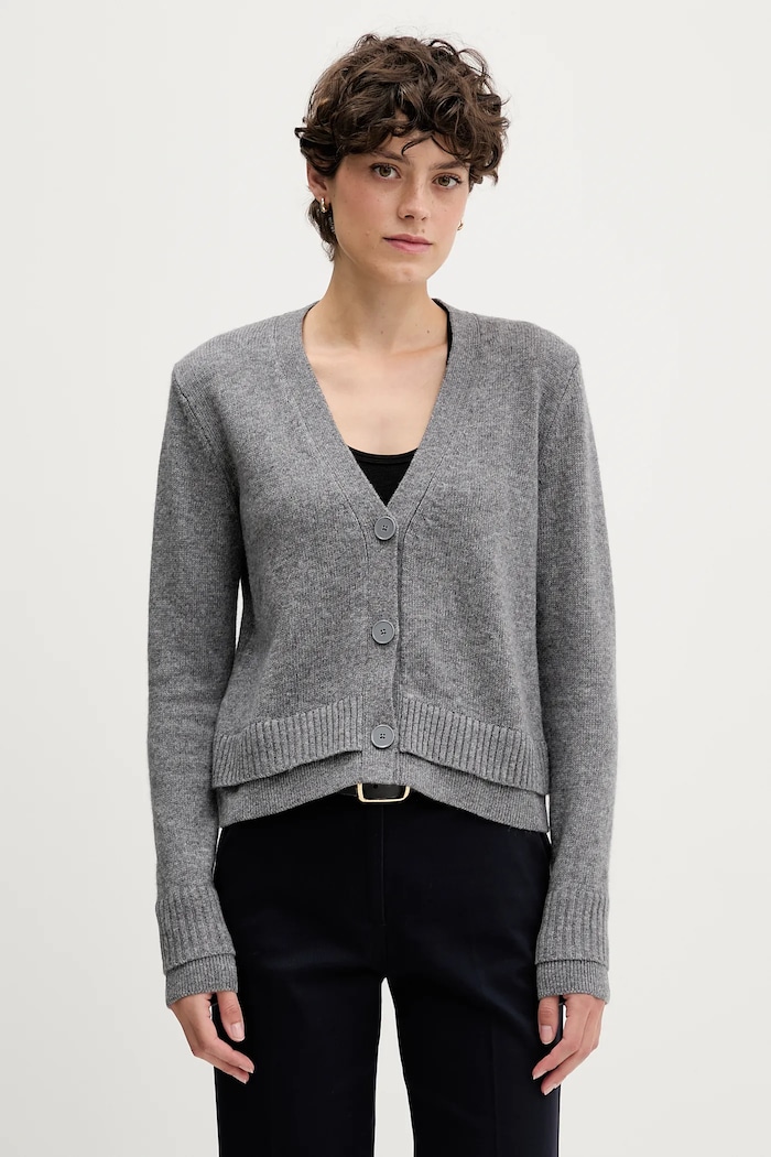 Sisley kardigan z dodatkiem wełny cienka szary 122WL602S