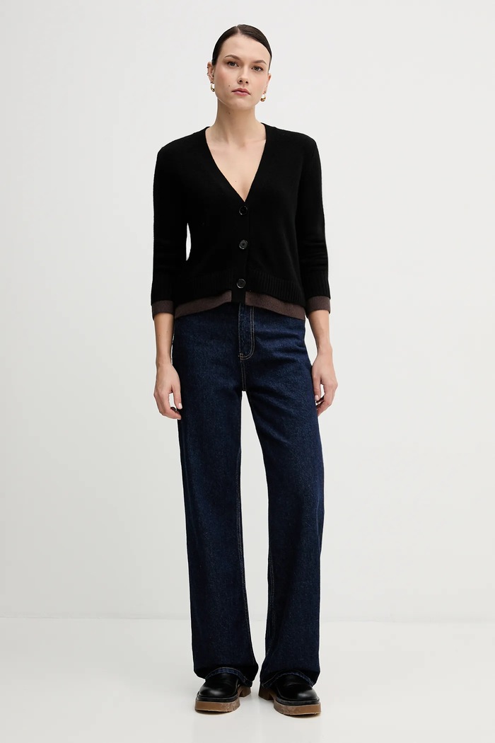 Sisley cardigan din amestec de lână 122WL602S negru AW25