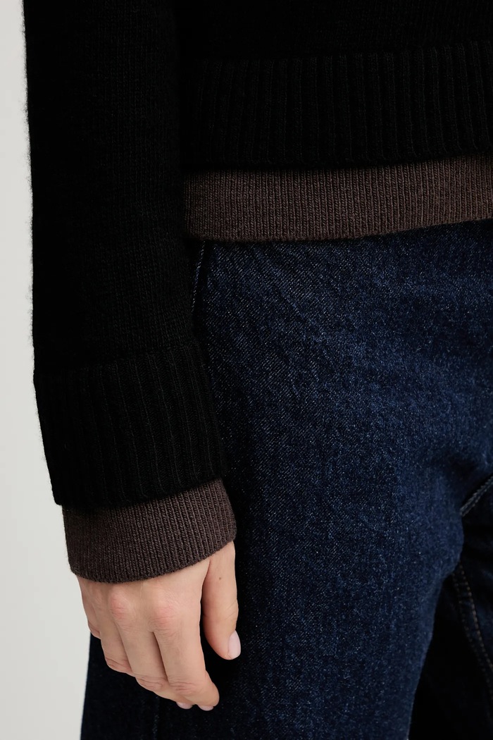 Sisley cardigan din amestec de lână 122WL602S negru