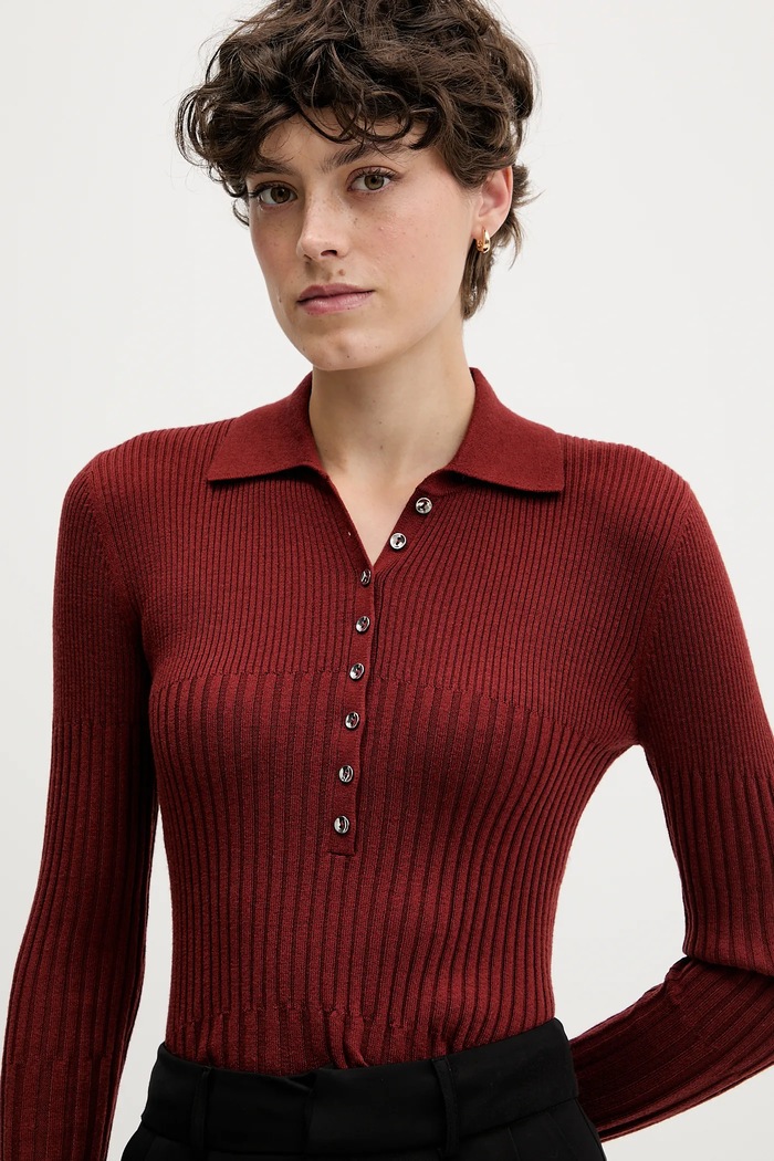 Sisley sweter z dodatkiem wełny czerwony 1QNQL300E
