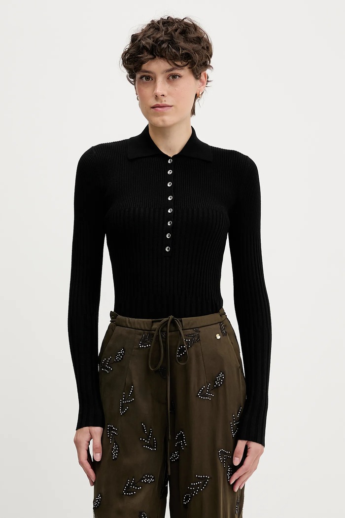 Sisley pulover din amestec de lână subtiri negru 1QNQL300E