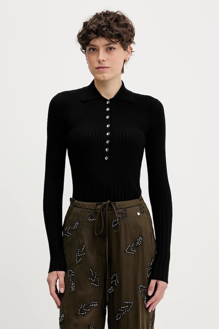 Sisley pulover din amestec de lână subtiri negru 1QNQL300E
