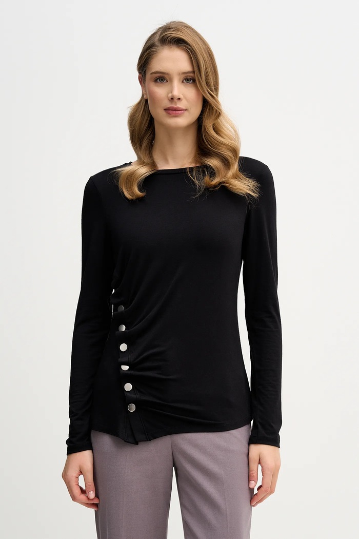 Tričko s dlouhým rukávem Sisley slim černá 3JPXL108C