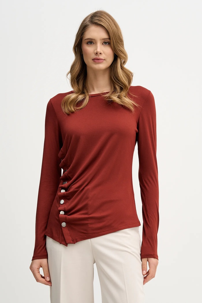 Μακρυμάνικο Sisley slim πορτοκαλί 3JPXL108C