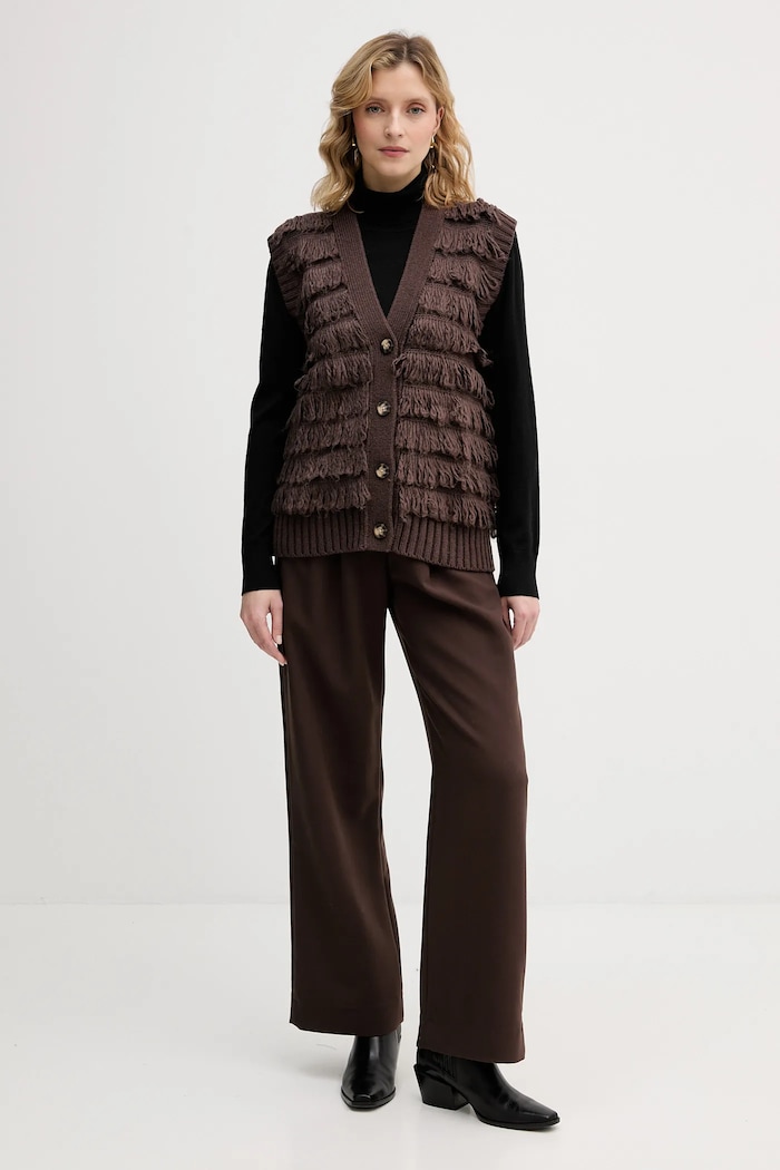 Sisley kamizelka z dodatkiem wełny 18DLL602X brązowy AW25