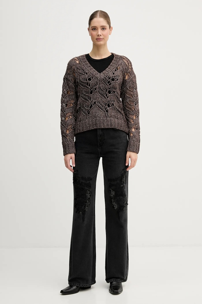 Светр із додаванням вовни Sisley 1H5BL401E коричневий AW25