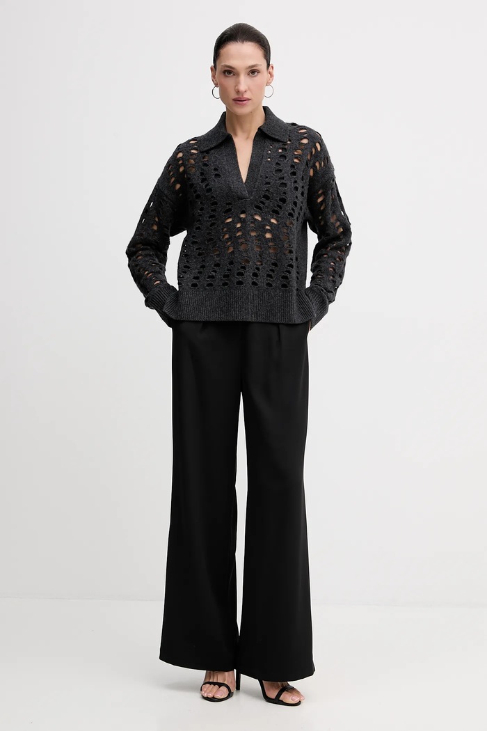 Пуловер Sisley 1UFLL401F сив AW25