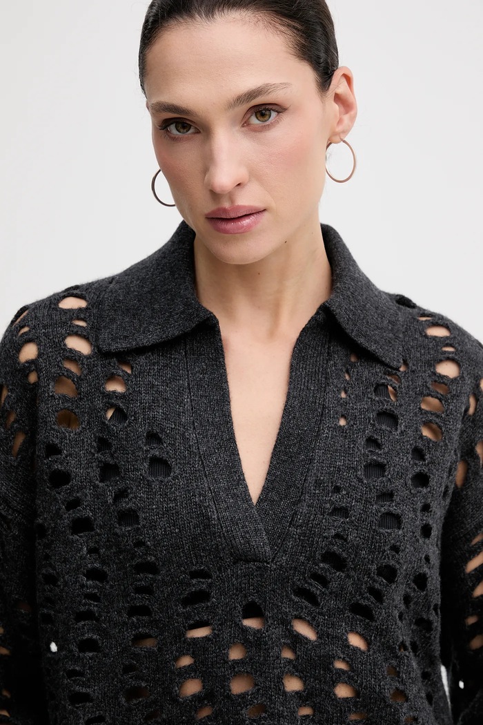 Пуловер Sisley сив 1UFLL401F