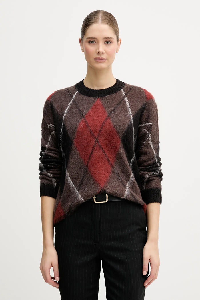 Светр з додаванням мохеру Sisley тонкий коричневий 1TQ1L106Z