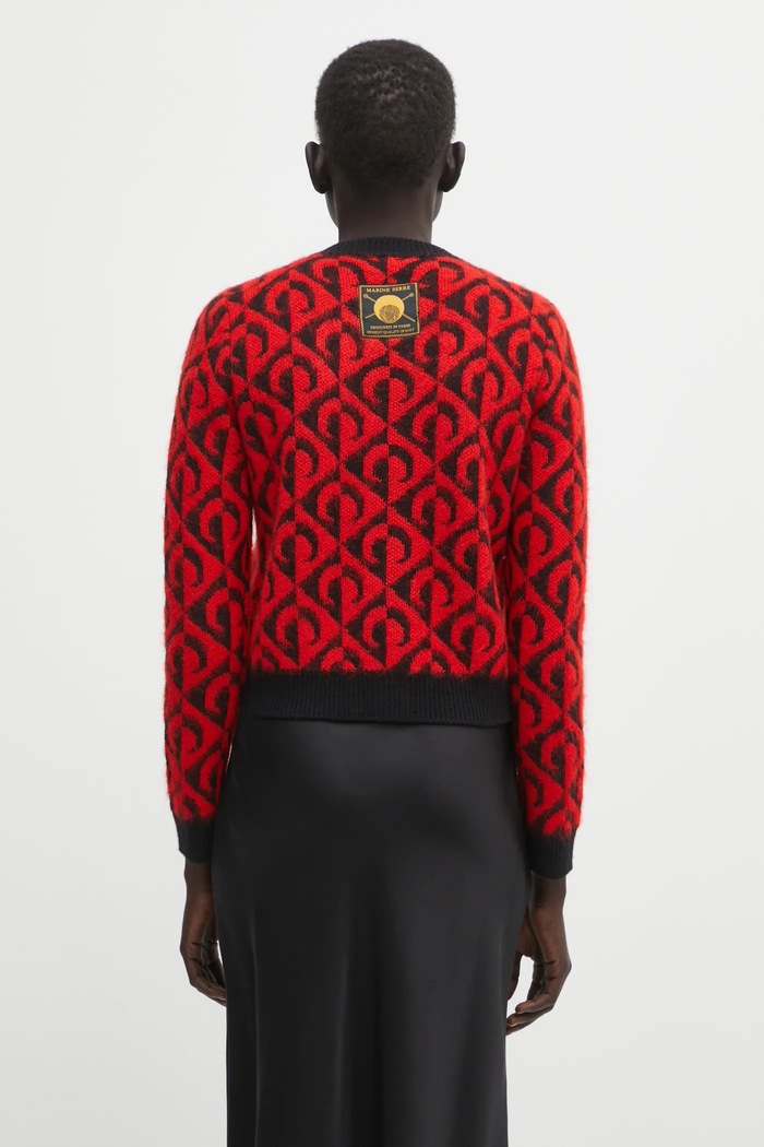 Oblečenie Kardigan s prímesou vlny Marine Serre Moon Lozenge Knit WTK086ACKNI0539 červená
