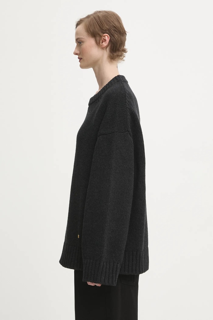 Svetr s příměsí vlny GANNI Chunky Wool Mix K2610 šedá AW25