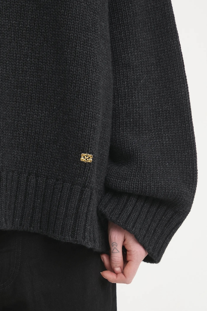 Svetr s příměsí vlny GANNI Chunky Wool Mix šedá K2610