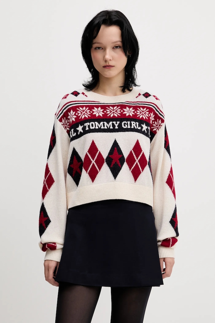 Tommy Jeans pulover de lână grosime medie bej DW0DW22498