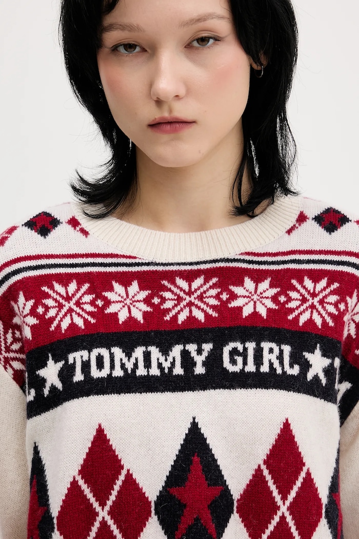Tommy Jeans pulover de lână bej DW0DW22498
