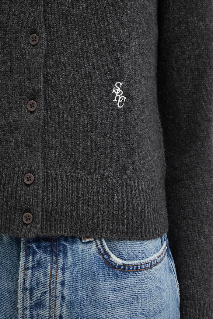 Шерстяной кардиган Sporty & Rich SRC Cashmere серый WS07364302GY11